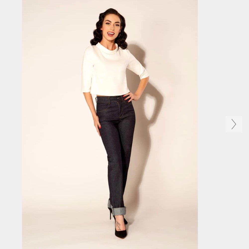 XS Pinup Couture High Waisted Pinup Jeans by Laura Burnes